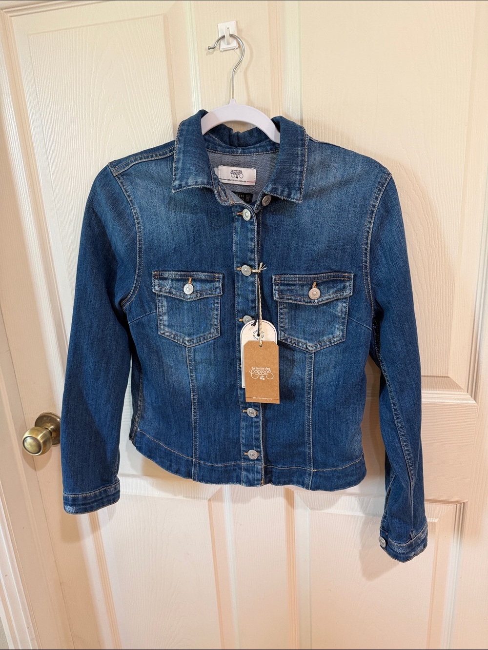 Le temps des Cerises Dark Blue Denim Jacket Sz S.  New. Box6